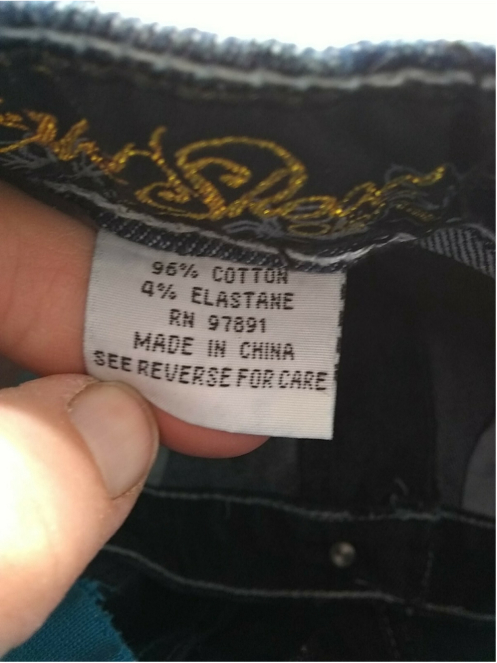 OLD SKOOL Womens Juniors Denim Jeans SIZE 15 Embellished Teal & Gray Stitching - Picture 10 of 12